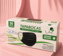 TAPABOCAS DESECHABLE NEGRO X 50 UND
