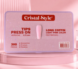 UÑAS PRESS ON LONG COFFIN LIGHT PINK X 300 PCS 0,75MM