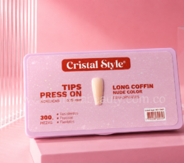 UÑAS PRESS ON LONG COFFIN NUDE X 300 PCS 0,75MM