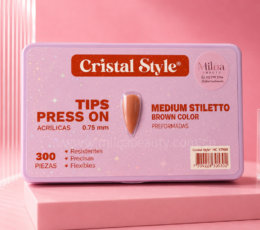 UÑAS PRESS ON MEDIUM STILETTO BROWN X 300 PCS 0,75MM