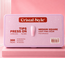 UÑAS PRESS ON MEDIUM SQUARE LIGHT PINK X 300 PCS 1,2 MM